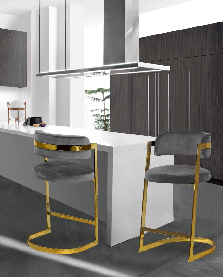 Tabouret de comptoir en velours Stéphanie