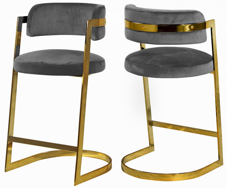Tabouret de comptoir en velours Stéphanie