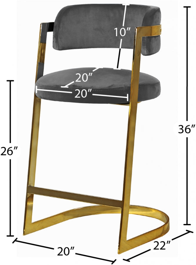 Tabouret de comptoir en velours Stéphanie