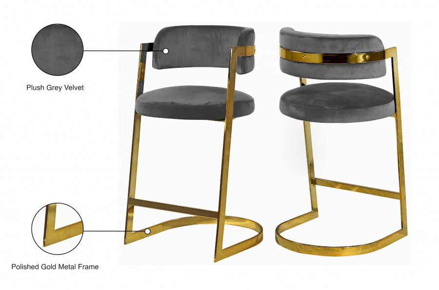Tabouret de comptoir en velours Stéphanie