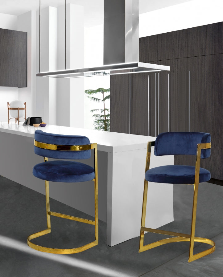 Tabouret de comptoir en velours Stéphanie