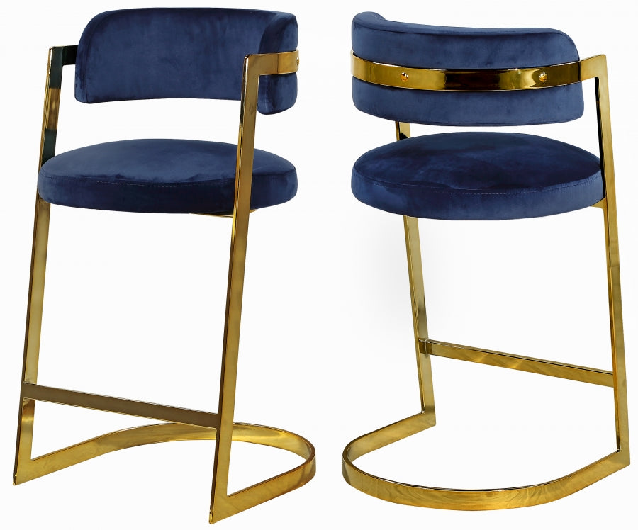 Tabouret de comptoir en velours Stéphanie