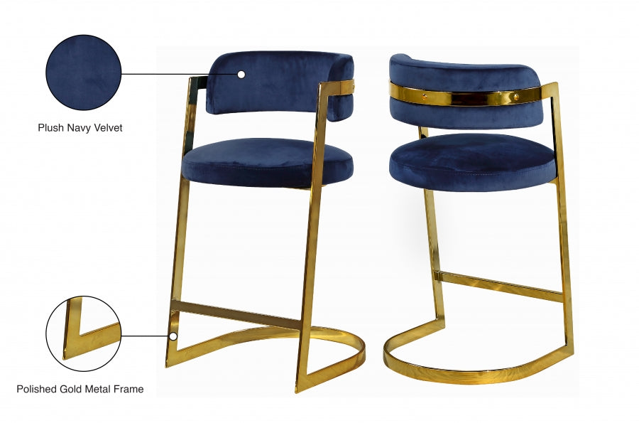 Tabouret de comptoir en velours Stéphanie