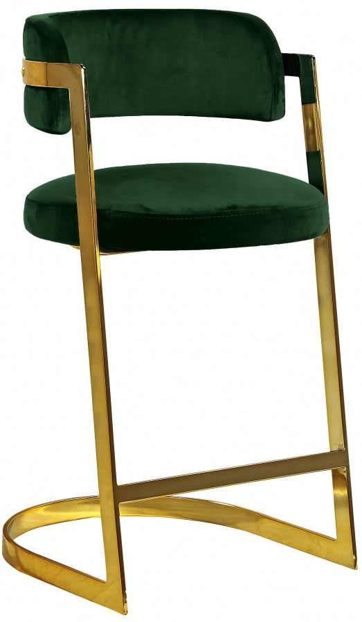 Tabouret de comptoir en velours Stéphanie