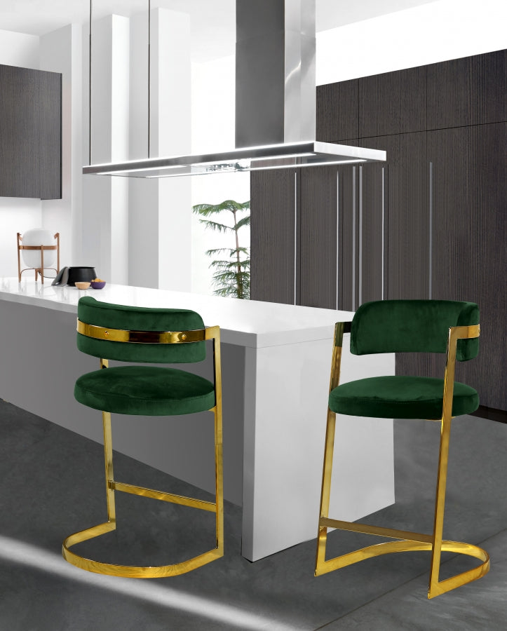 Tabouret de comptoir en velours Stéphanie