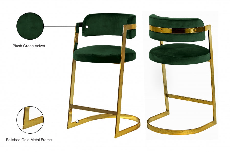 Tabouret de comptoir en velours Stéphanie
