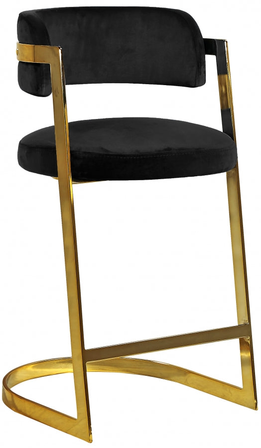 Tabouret de comptoir en velours Stéphanie