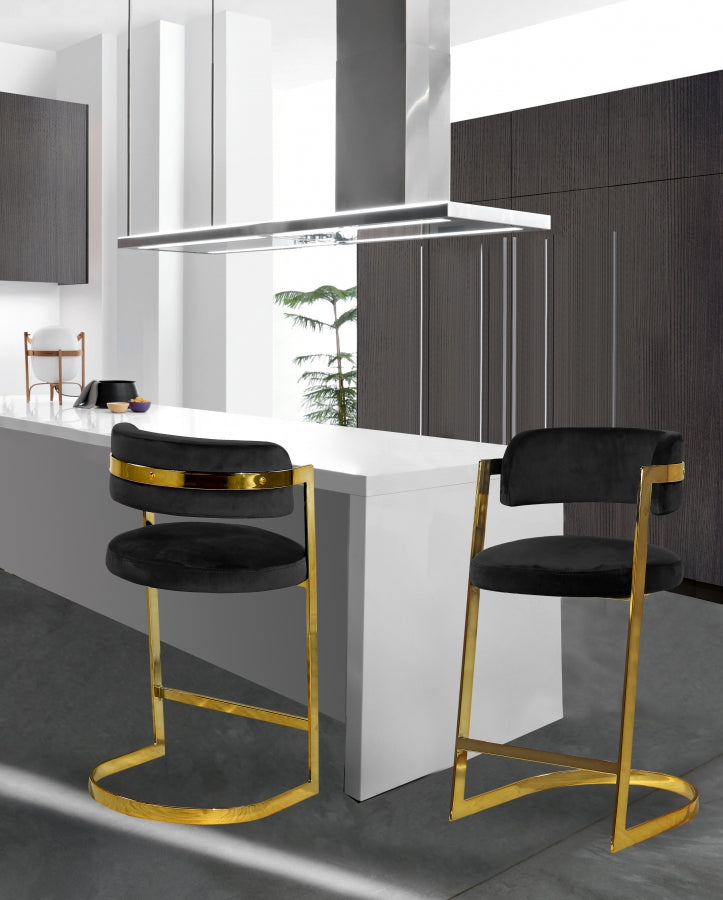 Tabouret de comptoir en velours Stéphanie