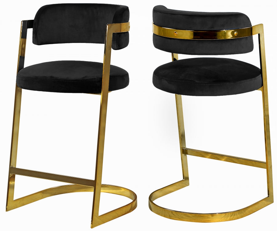 Tabouret de comptoir en velours Stéphanie