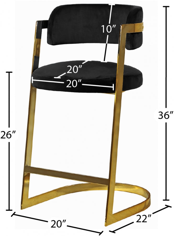 Tabouret de comptoir en velours Stéphanie