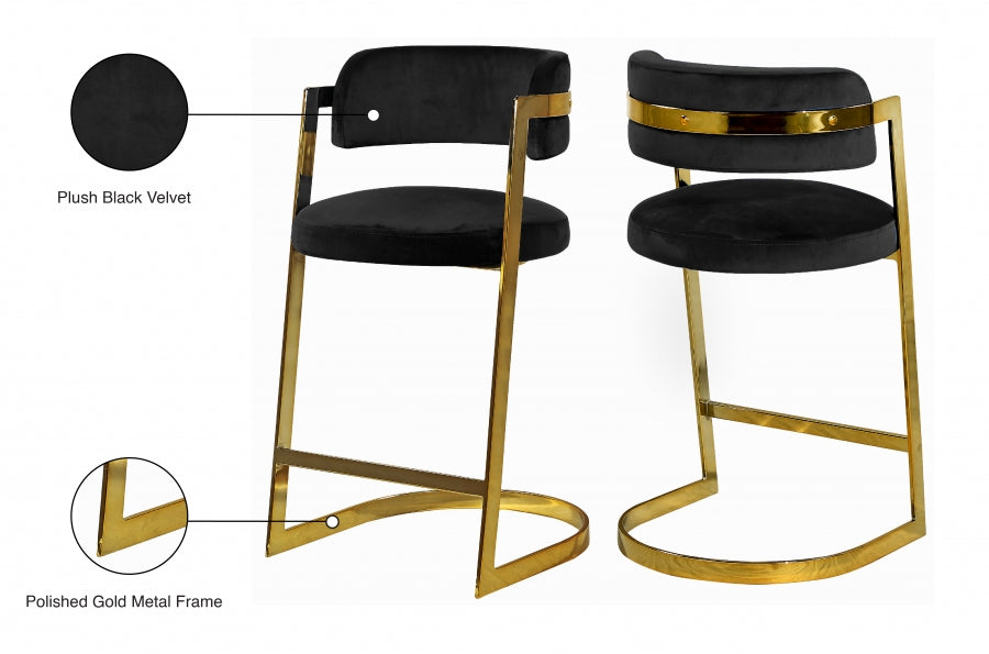 Tabouret de comptoir en velours Stéphanie
