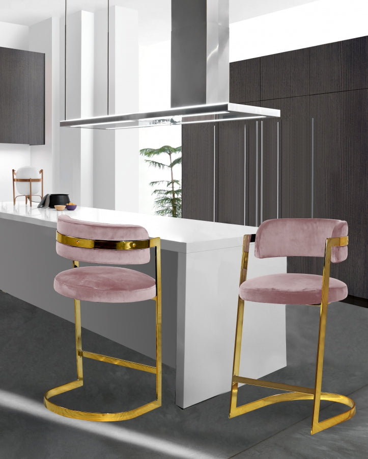 Tabouret de comptoir en velours Stéphanie