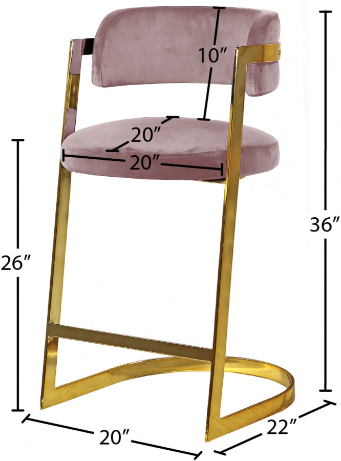 Tabouret de comptoir en velours Stéphanie