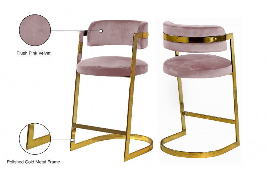 Tabouret de comptoir en velours Stéphanie