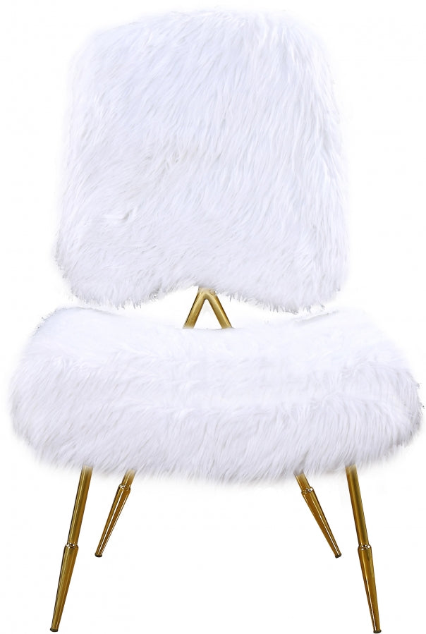 Chaise d'appoint en fausse fourrure magnolia
