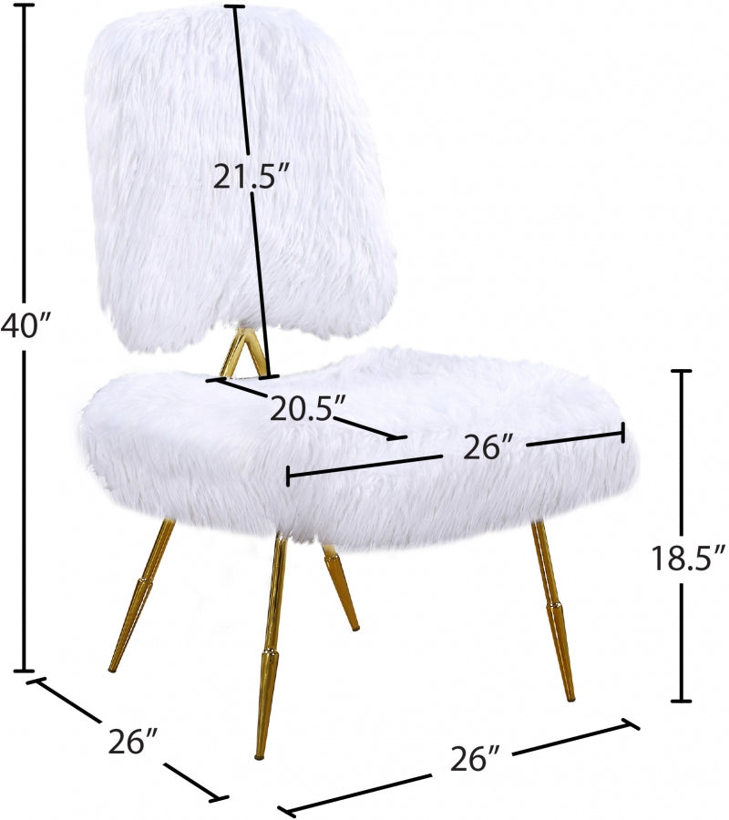 Chaise d'appoint en fausse fourrure magnolia