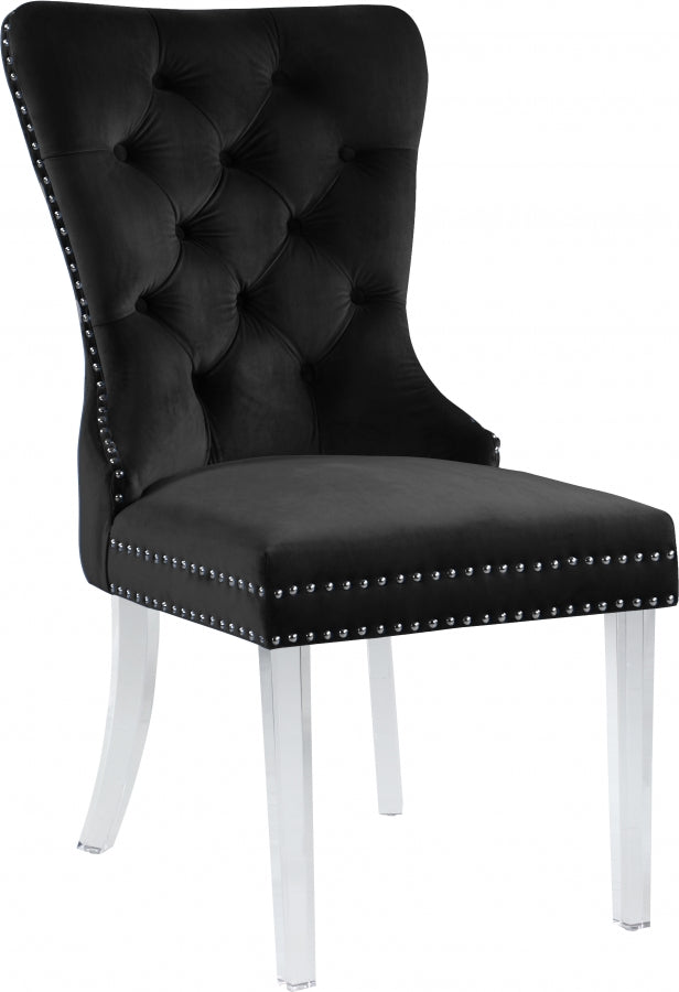 Chaise de salle à manger Miley en velours avec pieds en acrylique