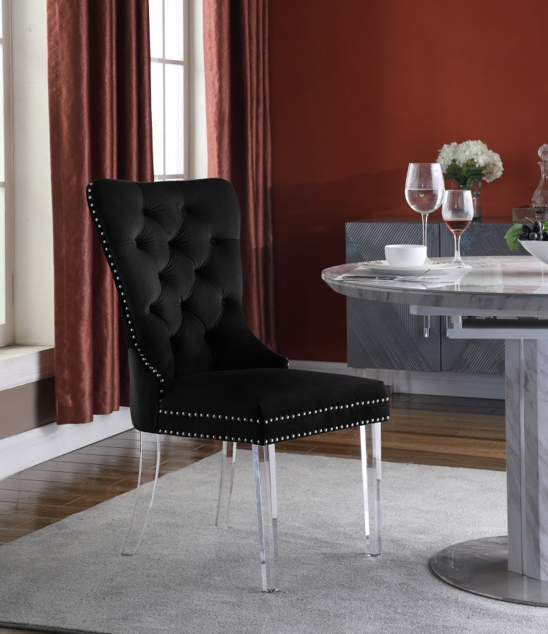 Chaise de salle à manger Miley en velours avec pieds en acrylique