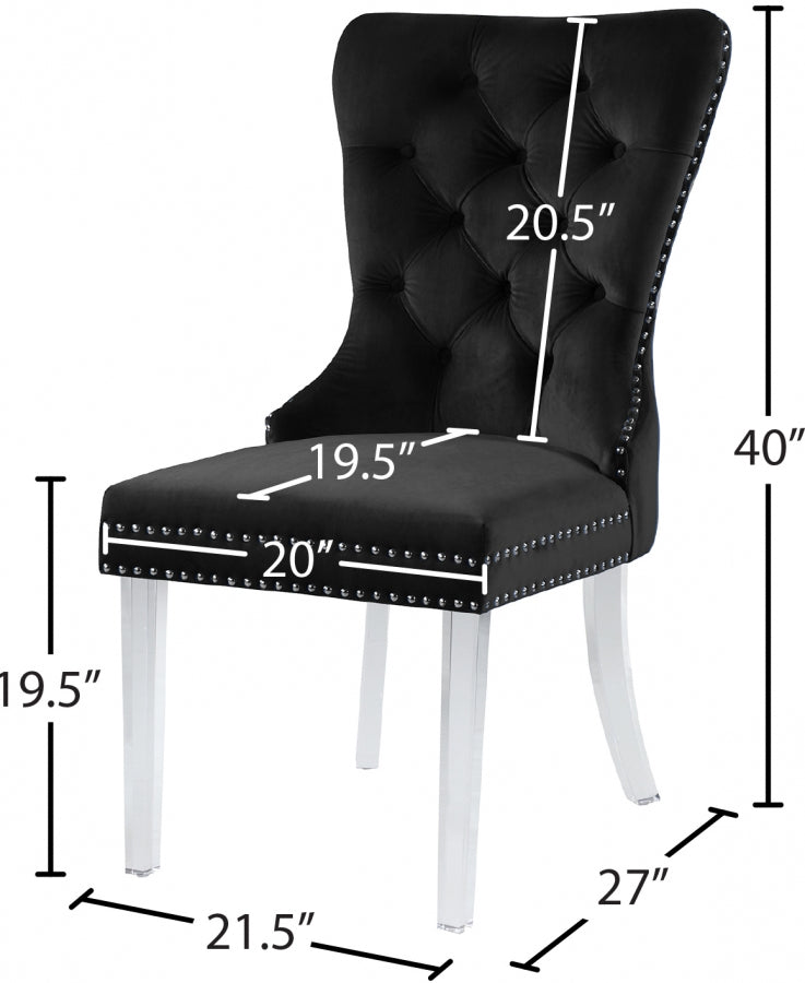 Chaise de salle à manger Miley en velours avec pieds en acrylique