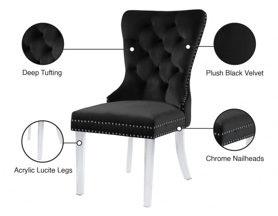 Chaise de salle à manger Miley en velours avec pieds en acrylique