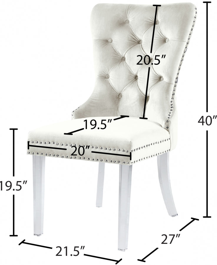 Chaise de salle à manger Miley en velours avec pieds en acrylique