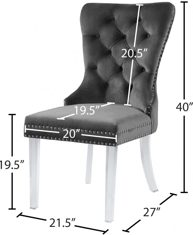 Chaise de salle à manger Miley en velours avec pieds en acrylique