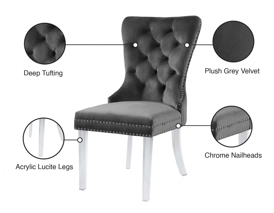 Chaise de salle à manger Miley en velours avec pieds en acrylique
