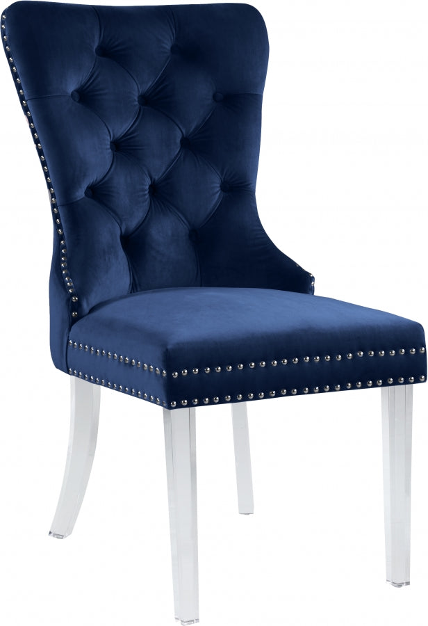 Chaise de salle à manger Miley en velours avec pieds en acrylique
