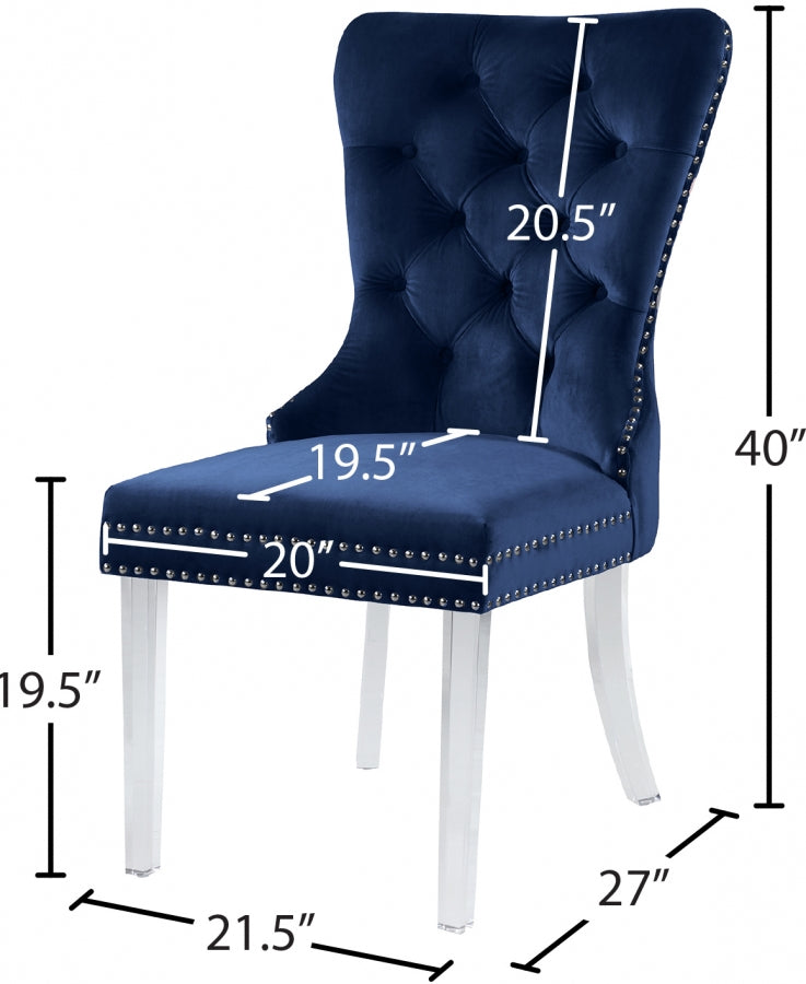 Chaise de salle à manger Miley en velours avec pieds en acrylique