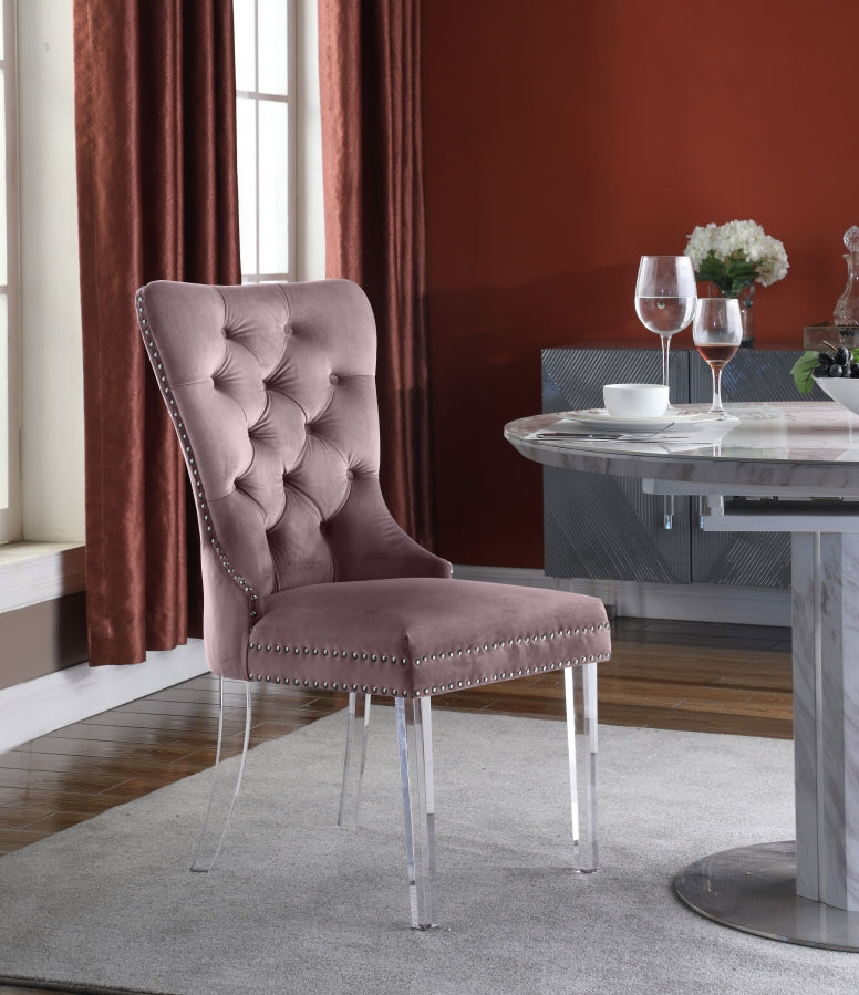 Chaise de salle à manger Miley en velours avec pieds en acrylique