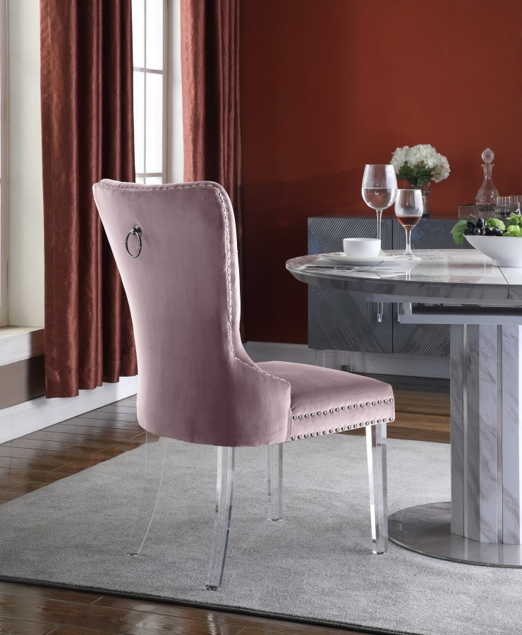Chaise de salle à manger Miley en velours avec pieds en acrylique