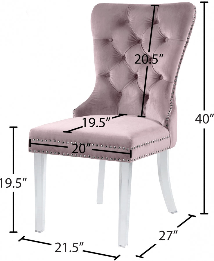 Chaise de salle à manger Miley en velours avec pieds en acrylique