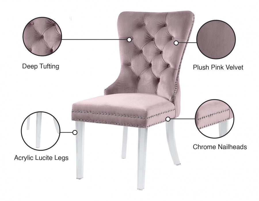 Chaise de salle à manger Miley en velours avec pieds en acrylique