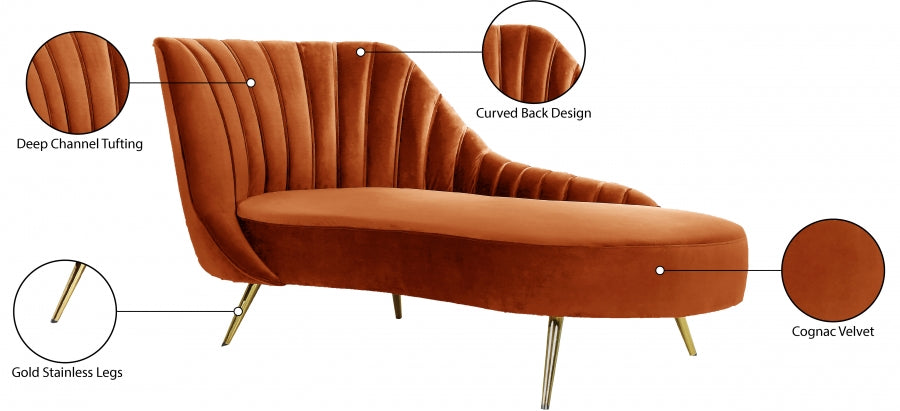 Chaise longue en velours Margo 