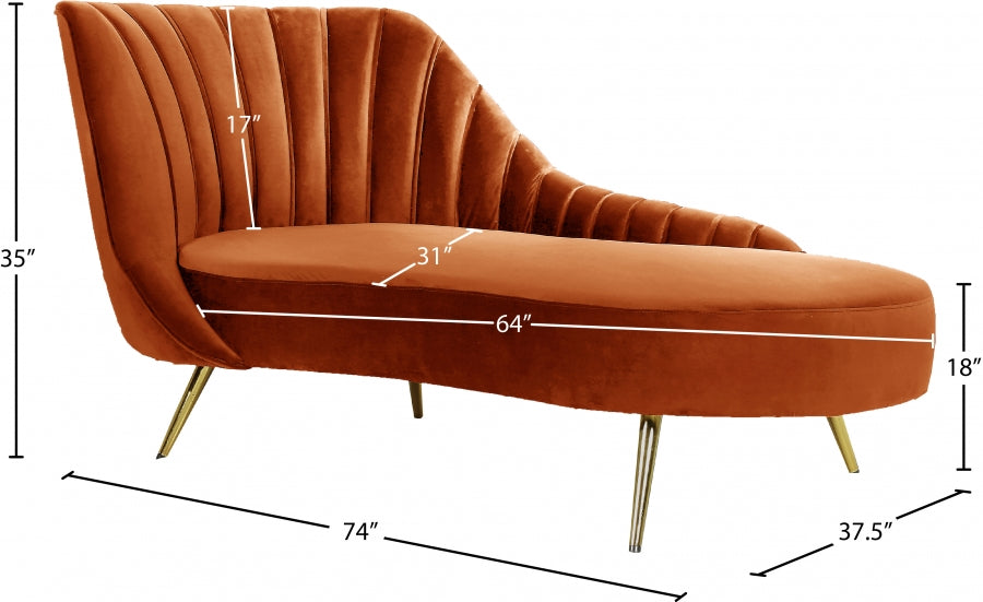 Chaise longue en velours Margo 