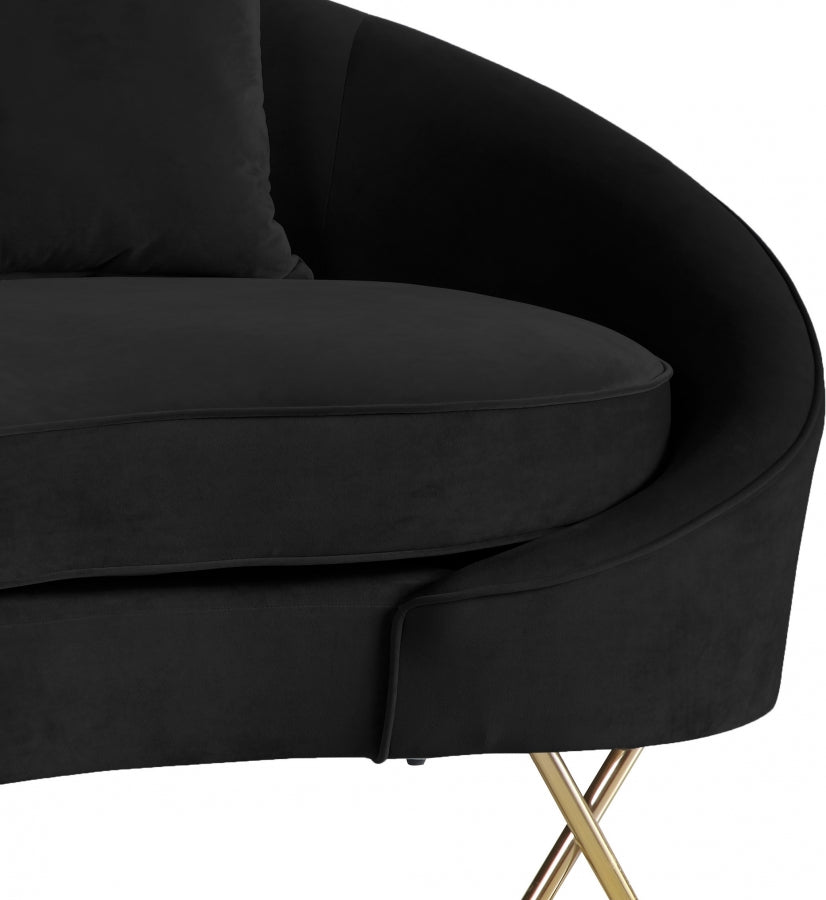 Causeuse serpentine en velours 