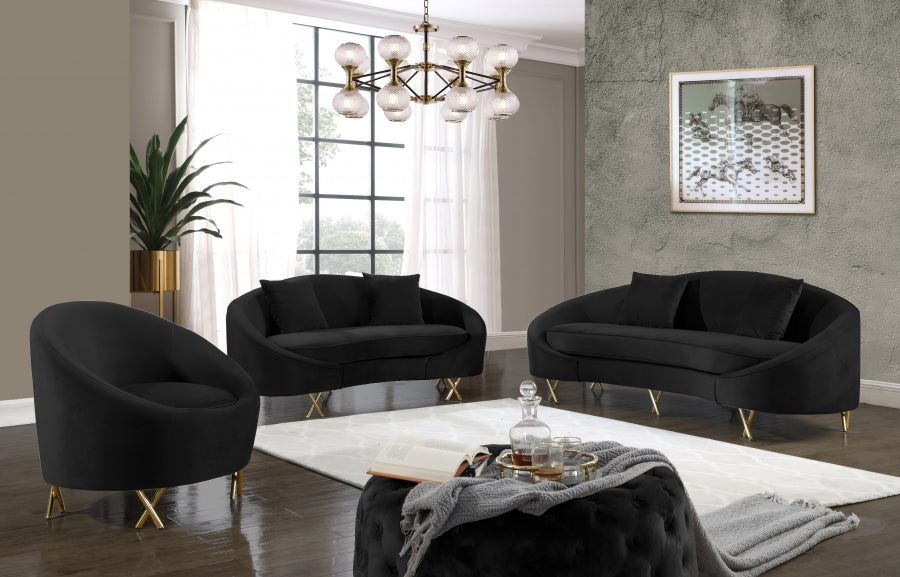 Causeuse serpentine en velours 