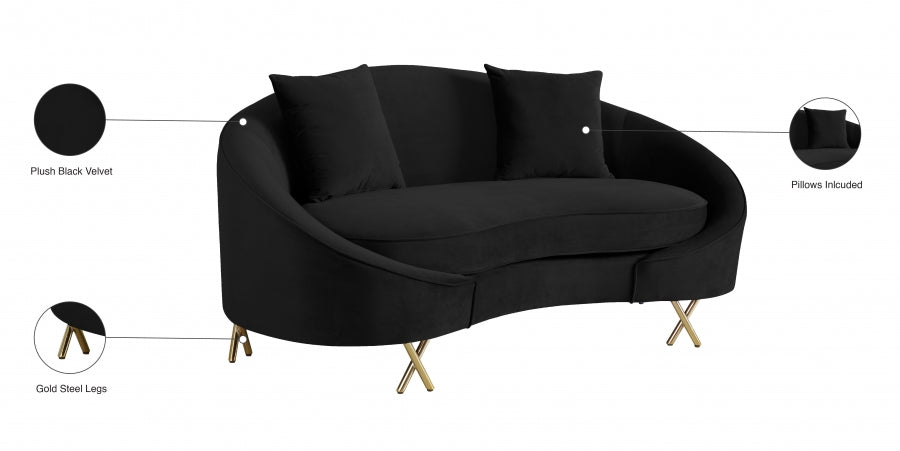 Causeuse serpentine en velours 