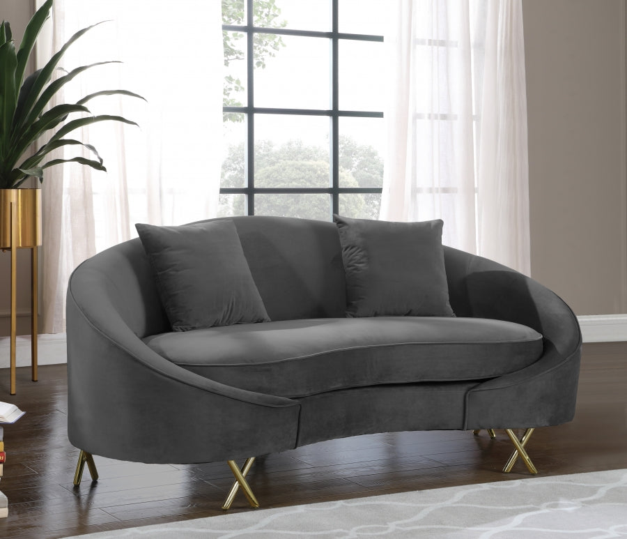 Causeuse serpentine en velours 