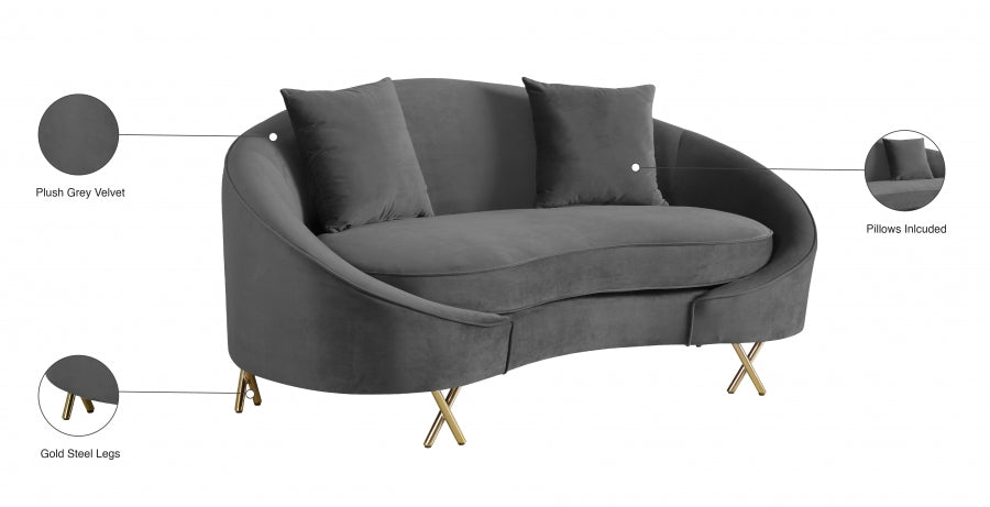 Causeuse serpentine en velours 