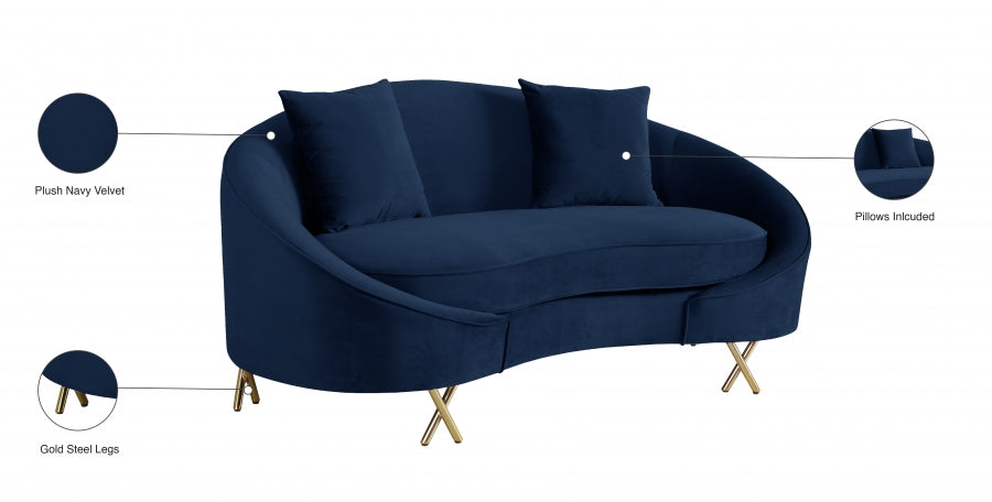 Causeuse serpentine en velours 