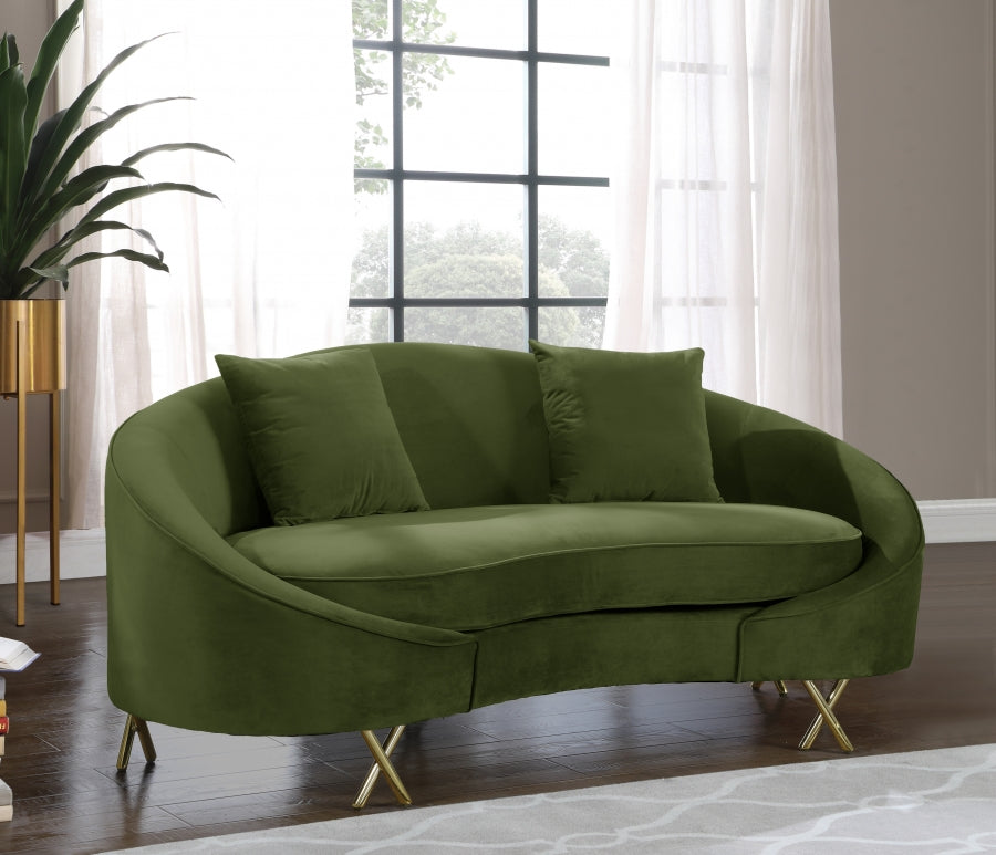 Causeuse serpentine en velours 