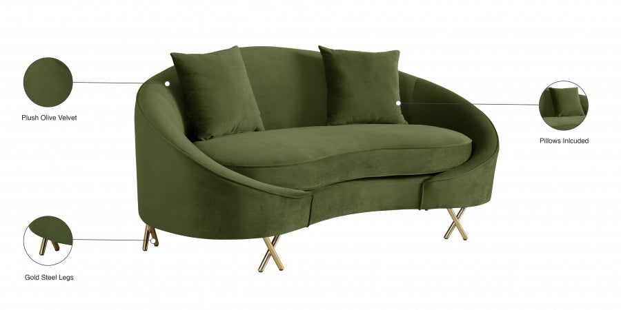Causeuse serpentine en velours 