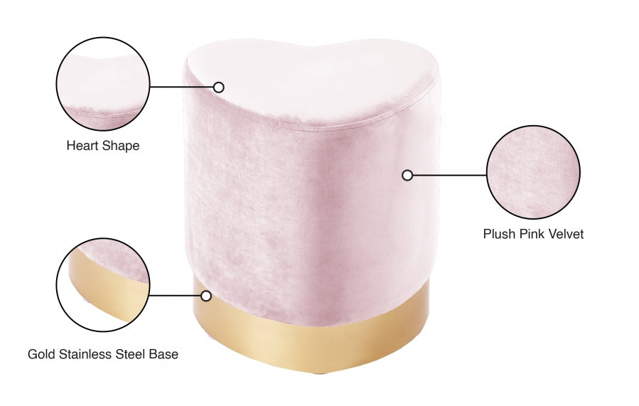 Pouf en velours cœur | Tabouret 