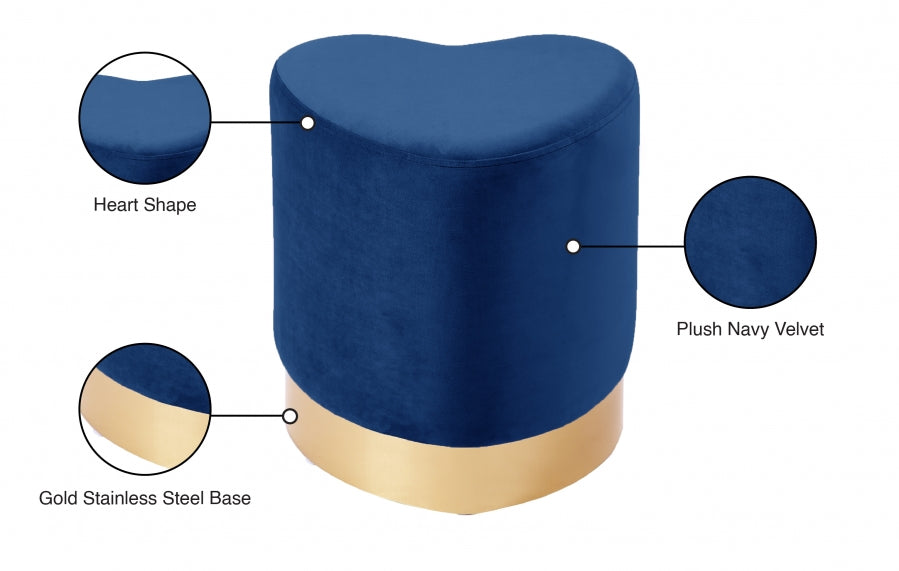 Pouf en velours cœur | Tabouret 
