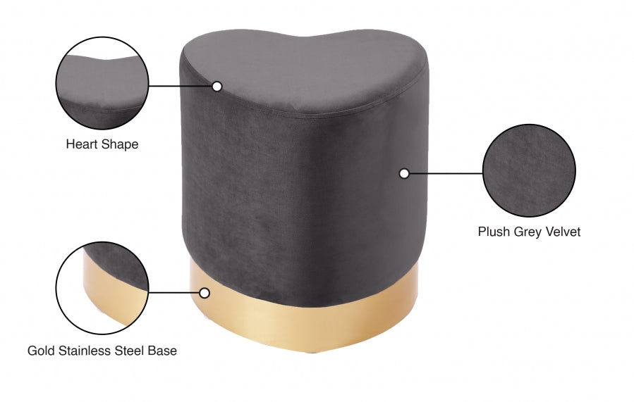 Pouf en velours cœur | Tabouret 
