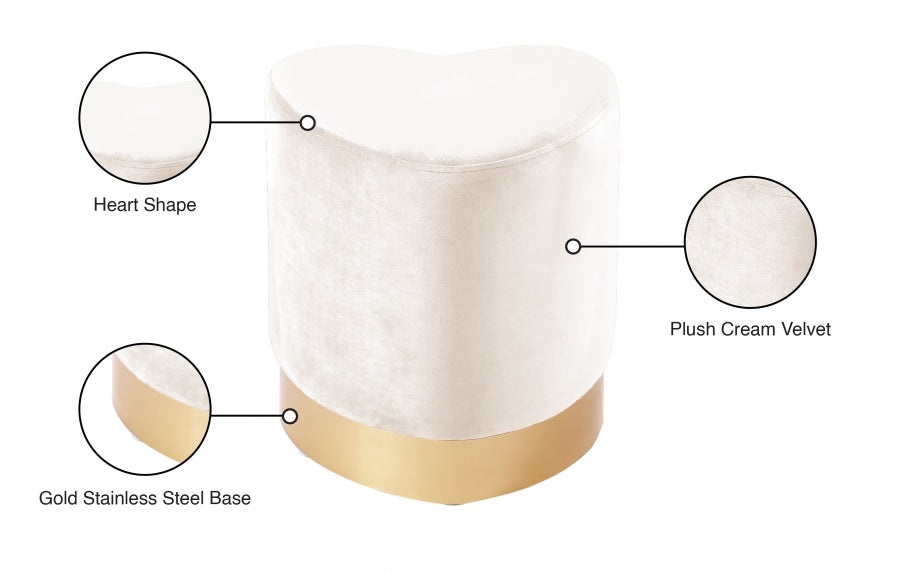 Pouf en velours cœur | Tabouret 
