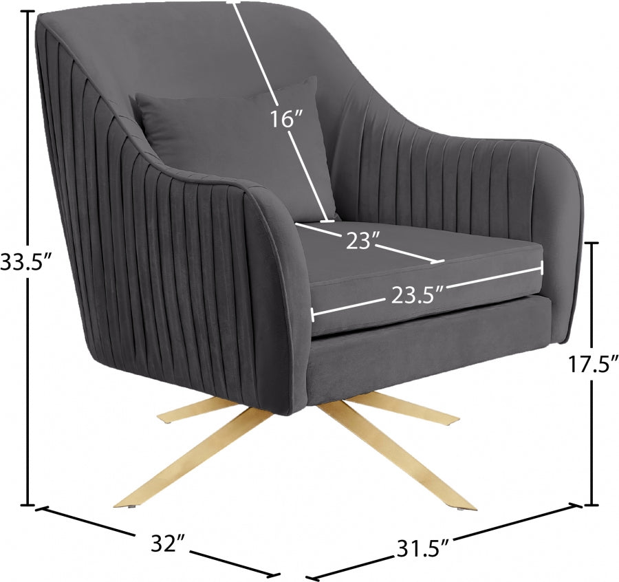 Chaise d'appoint pivotante en velours Paloma