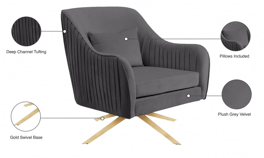 Chaise d'appoint pivotante en velours Paloma