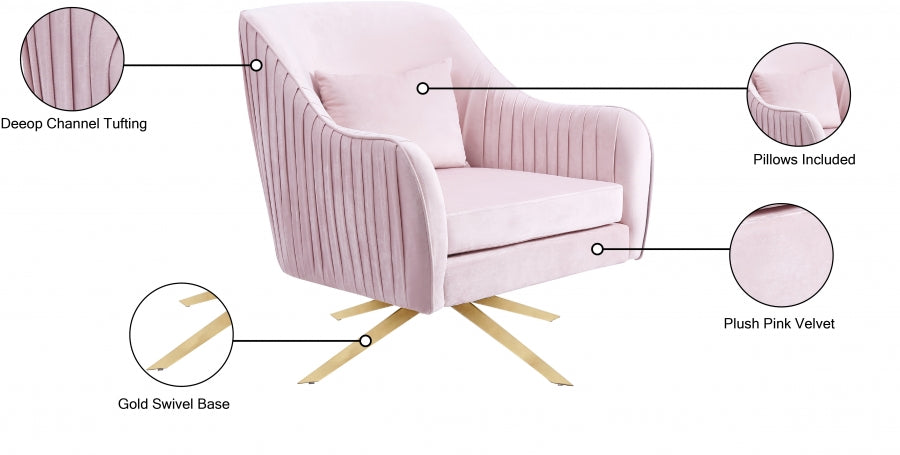 Chaise d'appoint pivotante en velours Paloma
